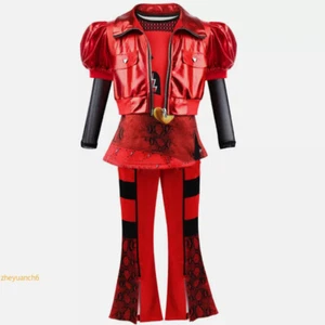 Kids Descendants 4 The Rise of Red Costume Cosplay Wig Princess Dress Halloween - Picture 1 of 3