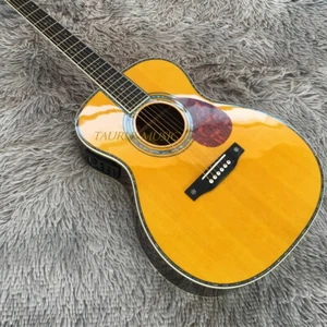 40 Inch OM42 Acoustic Guitar with 301EQ Rosewood Back Abalone Vintage Yellow - Bild 1 von 12