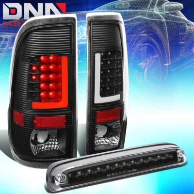 FIT 08-16 FORD SUPER DUTY 3D LED L-BAR TAIL LIGHT+THIRD BRAKE LAMP BLACK/CLEAR - Image 1 of 4