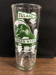 Tulane University 1967 Green Wave Vintage Glass Football Schedule Jim Pittman - Picture 1 of 12