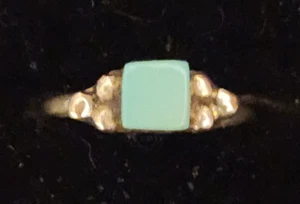Vintage Navajo quadratischer Türkis Sterlingsilber Damen Ring Größen 4 - Bild 1 von 6