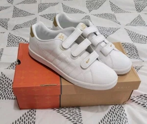 ✅️ Nuevo en caja 2011 Nike Court Tradition Velcr Oro Blanco 308818-171 Reino Unido 11 Entrenadores - Imagen 1 de 10