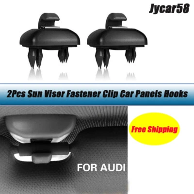 Sun Visor Clip Holder Hook for Audi A3 S3 A4 S4 A5 S5 Q3 Q5 8U0857562A Black 2X - Imagem 1 de 4