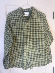COLUMBIA OMNI-WICK MEN'S GREEN PLAID VENTED OUTDOORS SHIRT - SIZE LARGE 0775 - Picture 1 of 11