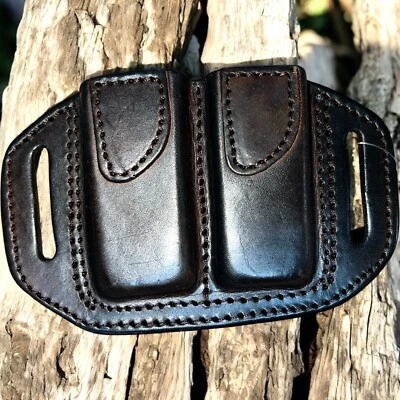 TAGUA TEXAS 1836 Double Magazine Carrier Brown Leather for DOUBLE STACK GLOCK H&K