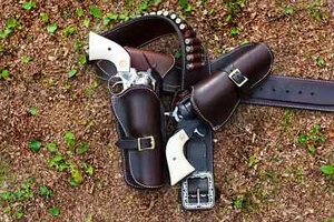 Pistola revólver vaquero hecha a mano marrón 38/357 funda de cuero occidental - Imagen 1 de 11