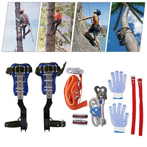 Portable Tree Climbing Spike Set Adjustable Pole Climbing Gear Kit W/Safety Belt