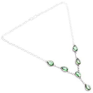 Collar de plata 925 con piedras preciosas de amatista verde joyería de moda 20" ARN-506 - Imagen 1 de 3