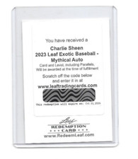 Charlie Sheen 2023 Leaf Exotic Baseball Mythical Autograph  Redemption Card  1/1