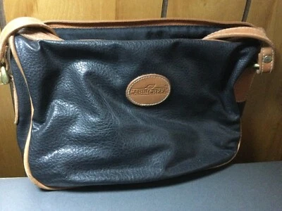 Bolsa de ombro CabinCreek couro preto acabamento bronzeado e alça vintage limpa para um - Imagem 1 de 3