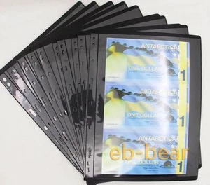 10 Pcs Single Pocket Black Standard Sleeves Holders Fit Big Paper Money Banknote - Picture 1 of 6