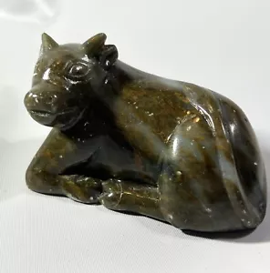 Chinese Antique Ox Jade Cow Hand Carved Figure - Picture 1 of 9