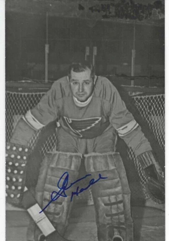 Postal autografiada firmada por GLENN HALL St. Louis Blues 3,5"x5,5" en blanco y negro con certificado de autenticidad Foto 1 de 1