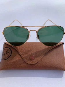 Ray-Ban AVIATOR Sunglasses GOLD Frame w/ GREEN Lens RB3025 L0205 58m - Picture 1 of 5
