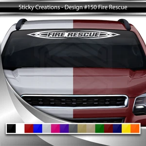#150 FIRE RESCUE Decal Sticker Windshield Window Vinyl Banner Car Truck Tribal - Foto 1 di 5