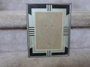 Vintage Art Deco umgekehrt bemalter Bilderrahmen Chrom mit geometrischem Design 10" x 8" - Bild 1 von 8