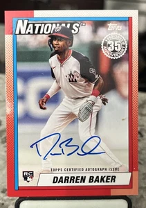 2025 Topps Update 1990 Topps Auto Darren Baker (#90B2-DBA) Nationals RC - Picture 1 of 2
