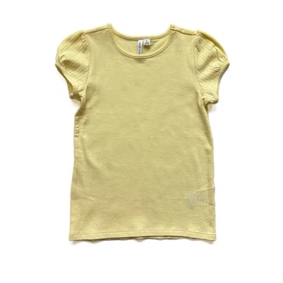 Girls 8 Janie and Jack Pointelle Shirt Pale Yellow Short Sleeve Tee 100% Cotton - Image 1 of 4