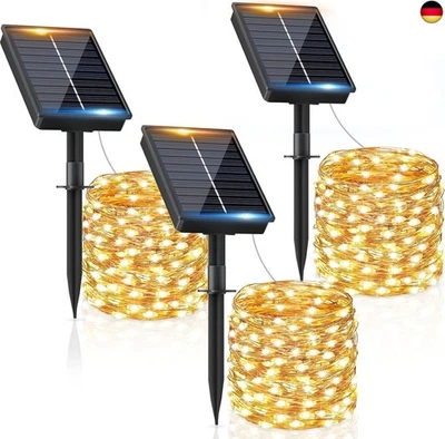 FIFLYING Solar Lichterkette Aussen, 3x12M 120 LED Solarlichterkette Außen Wetterfest 8