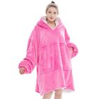 Warm Thick TV Pocket Hooded Blanket Winter Weighted Blanket Flannel Coral Fleece