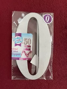Baked With Love CAKE TOPPER SILVER GLITTER #0 ZERO Birthday Cake ** NEW ** - Picture 1 of 1