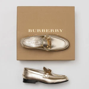 Burberry Solway Gold Leather Chain Bit Loafers - Women's 36.5 EU (6.5 US) - Picture 1 of 6