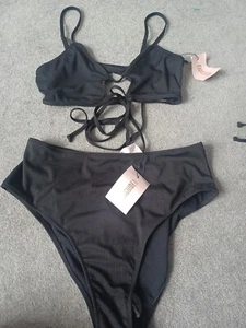 Misguided Black Bikini Size 16 New With Tags - Picture 1 of 3