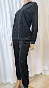 NWT ALLISON & ZOE sz XL (Bust46) BLACK VELOUR SWEATS JACKET PANTS TRACKSUIT - Picture 1 of 11