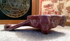 Pagan Aztec Sahumador Incense Burner Cult of Mictlantecuhtli God of the Dead 9in