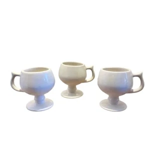 3 Vintage CARIBE Puerto Rico Pedestal MUGS Restaurant Ware Footed BLACK & WHITE - Picture 1 of 7