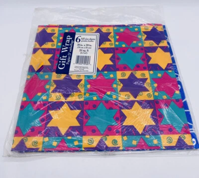 Hanukkah Gift Wrapping Paper 6 Sheets 3 Designs 20" x 30" CPS Industries New - Image 1 of 3