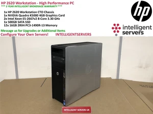 HP Z620 Workstation 2x Xeon E5-2667 V2 3.30GHz 192GB DDR3 500GB SSD Quadro K5000 - Picture 1 of 3