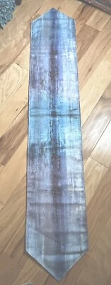 Table Runner 70" X 13" Shades of Blue Pointed ends Lined Poly Blend - Image 1 of 4