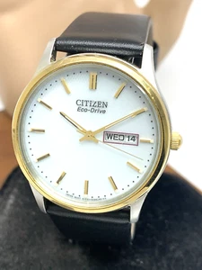 Reloj Citizen Hombre E101-S058031 Eco-Drive Esfera Blanca Día Fecha Correa Cuero - Imagen 1 de 15