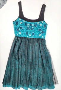 Abito Anthropologie Niki Tlahajan ricamato verde/azzurro e nero - nuovo senza etichette - taglia 6 - Foto 1 di 9