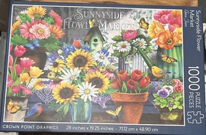 CROWN POINT GRPHICS "SUNNYSIDE FLOWER MARKET" 1000 PC JIGSAW PUZZLE By Gina Jane - Picture 1 of 2