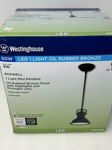 Oil Rubbed Bronze Pendant LED Light - Westinghouse 63082A Boswell - Picture 1 of 3