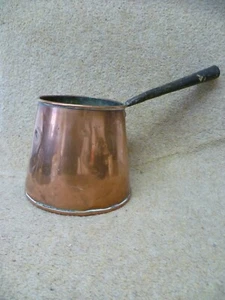 ANTIQUE FRENCH LONG HANDLE COPPER ALE MEASURE. FRENCH CONICAL COPPER SAUCEPAN - Picture 1 of 6