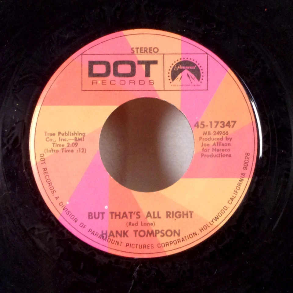 Hank Tompson Thompson But That's All Right / Take it All Away 7" 45 Dot VG - Image 1 of 1