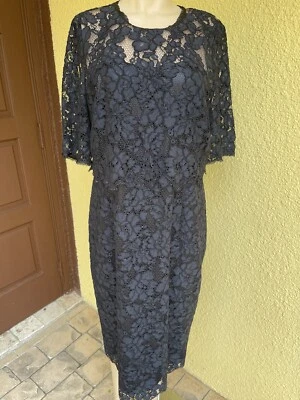 Темно-синий кружевной вырез женское платье - Изображение 1 из 4