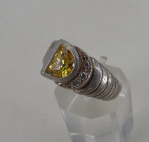 Vintage Damenring mit Citrin und 3 Zirkon Sterling Silber (92939) - Picture 1 of 9