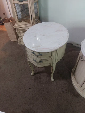 Vintage Wieman Marble Top Oval Side Table Cover