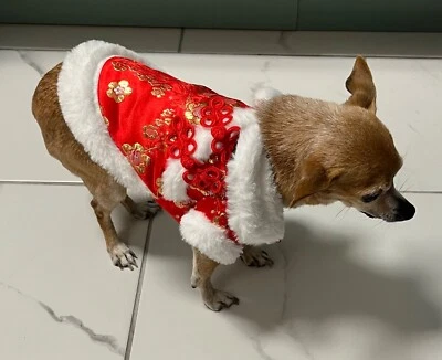 Ropa para mascotas, ABRIGO CHINO ROJO, ropa, piel sintética, Año Nuevo, ¡para perro/gato pequeño! Foto 1 de 4