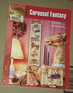vtg Carousel Fantasy Bell Pull Cross Stitch Pattern OOP leaflet - Picture 1 of 1