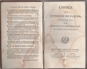 L'OFFICE DE LA QUINZAINE DE PAQUES, -LION PARIS PERISSE FRERES  1860 - Bild 1 von 5