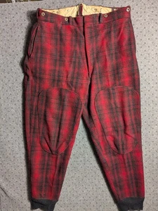 VTG Woolrich Wool Pants Men's Sz 38x30 Red Black Mackinaw Buffalo Plaid Hunting - Picture 1 of 17