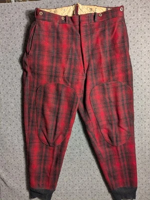 VTG Woolrich Wool Pants Men's Sz 38x30 Red Black Mackinaw Buffalo Plaid Hunting  - Image 1 of 4