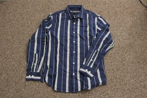 Banana Republic Shirt Mens Medium Blue Striped Untucked Slim Fit Button Down - Picture 1 of 6