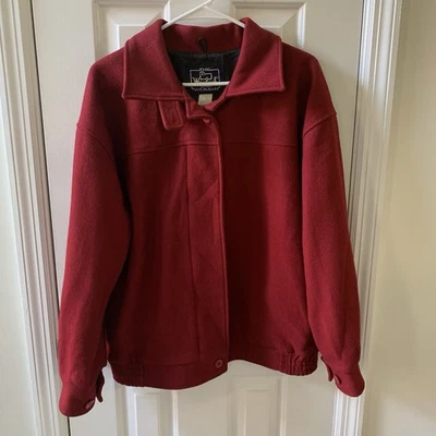 Chaqueta De Colección The Woolrich Mujer Rojo Oscuro Lana Cremallera Talla Mediana Hecha en EE. UU. Foto 1 de 4
