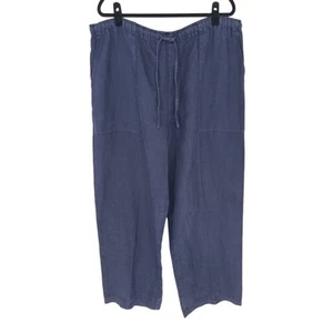 Eskandar Patch Pocket Drawstring Trousers Linen Navy Blue Womens Size 3 US 18 20 - Picture 1 of 6